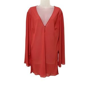 Victoria's Secret Sheer Chiffon Long Sleeve Sleepshirt Chemise Lingerie L